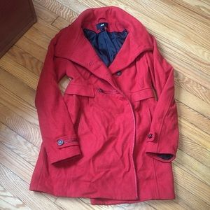 H&M Red Statement Wool Coat Size 4